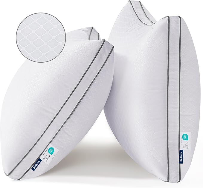 Pillows Queen Size Set of 2 - Fluffy Queen Pillows Set of 2, Bed Pillows for Sleeping Hotel Quality Gusseted Pillow