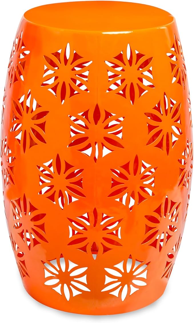 Outdoor Lace Cut Iron Side Table,Patio Garden Stool Coffee End Table Nightstand