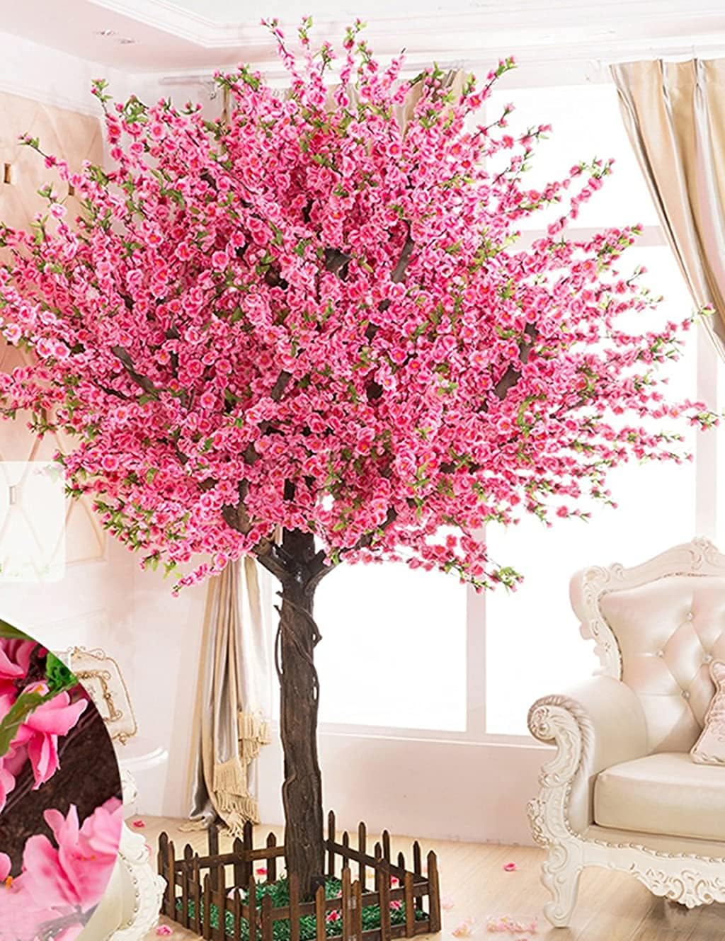Cherry Blossom Trees Pink Fake Sakura Flower Indoor Outdoor Home Office (5FT Tall/1.5M)