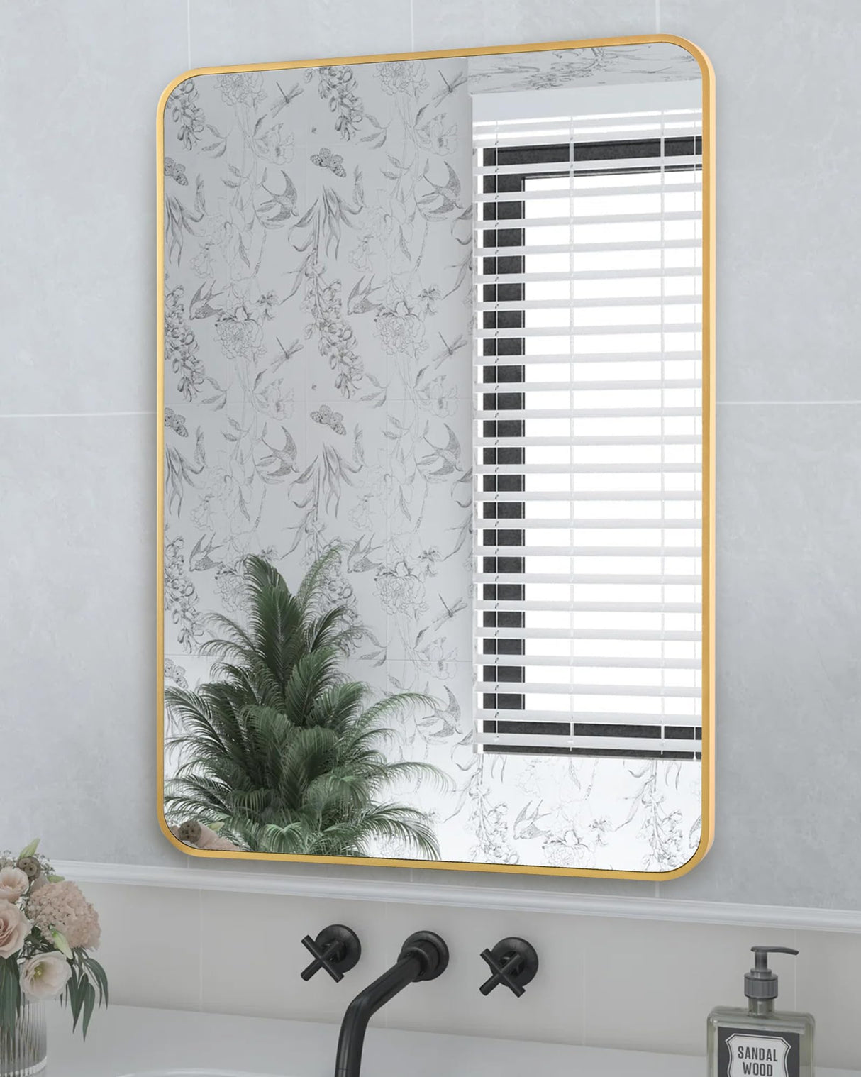 Gold Bathroom Wall Mirror,20x 30 Inch Rectangle Vanity Modern Mirror with Tempered