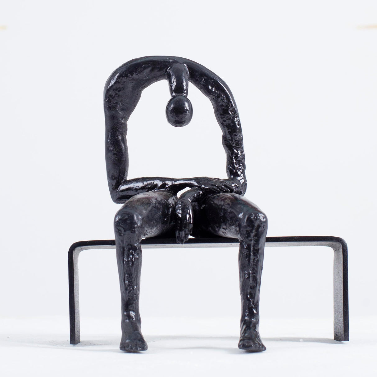 Bronze Melancholy Statue Sculpture, Modern Abstract Thinker Grief & Emptiness