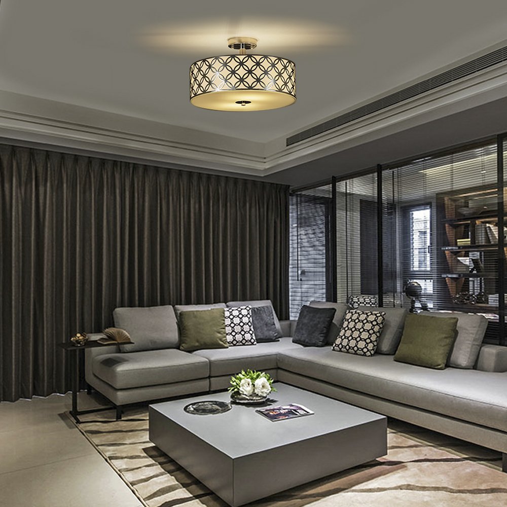 12‘’ Luxurious Living Room Bedroom Ceiling lamp Creamy White Glass Diffuser Chrome Finish