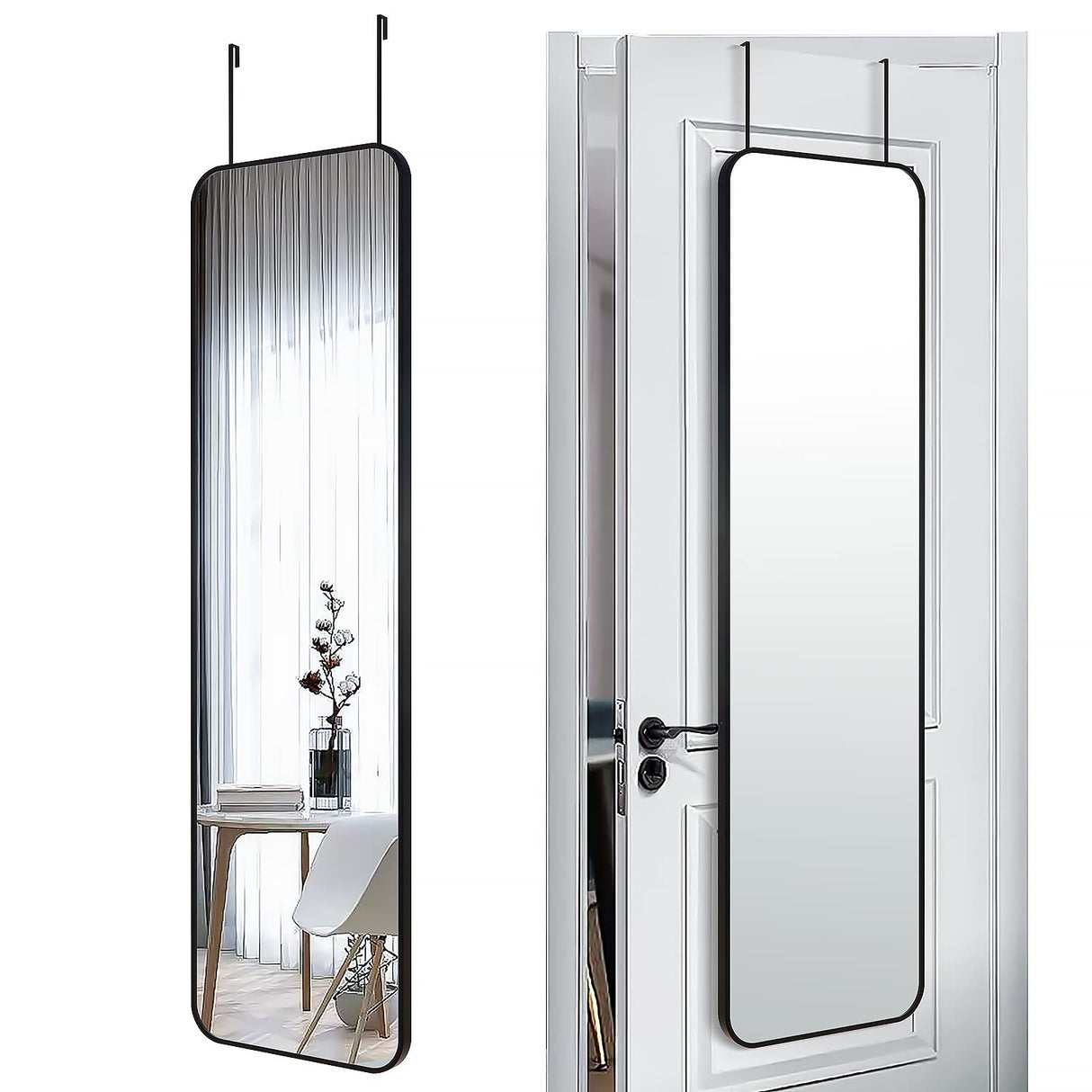 Mirror Rectangle Full Body Length Door Hanging Wall Mounted Metal Frame
