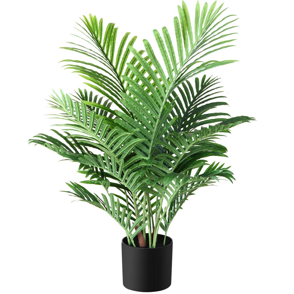 Fopamtri Fake Majesty Palm Plant 3 Feet Artificial Majestic Palm Faux Ravenea Rivularis in Pot for Indoor