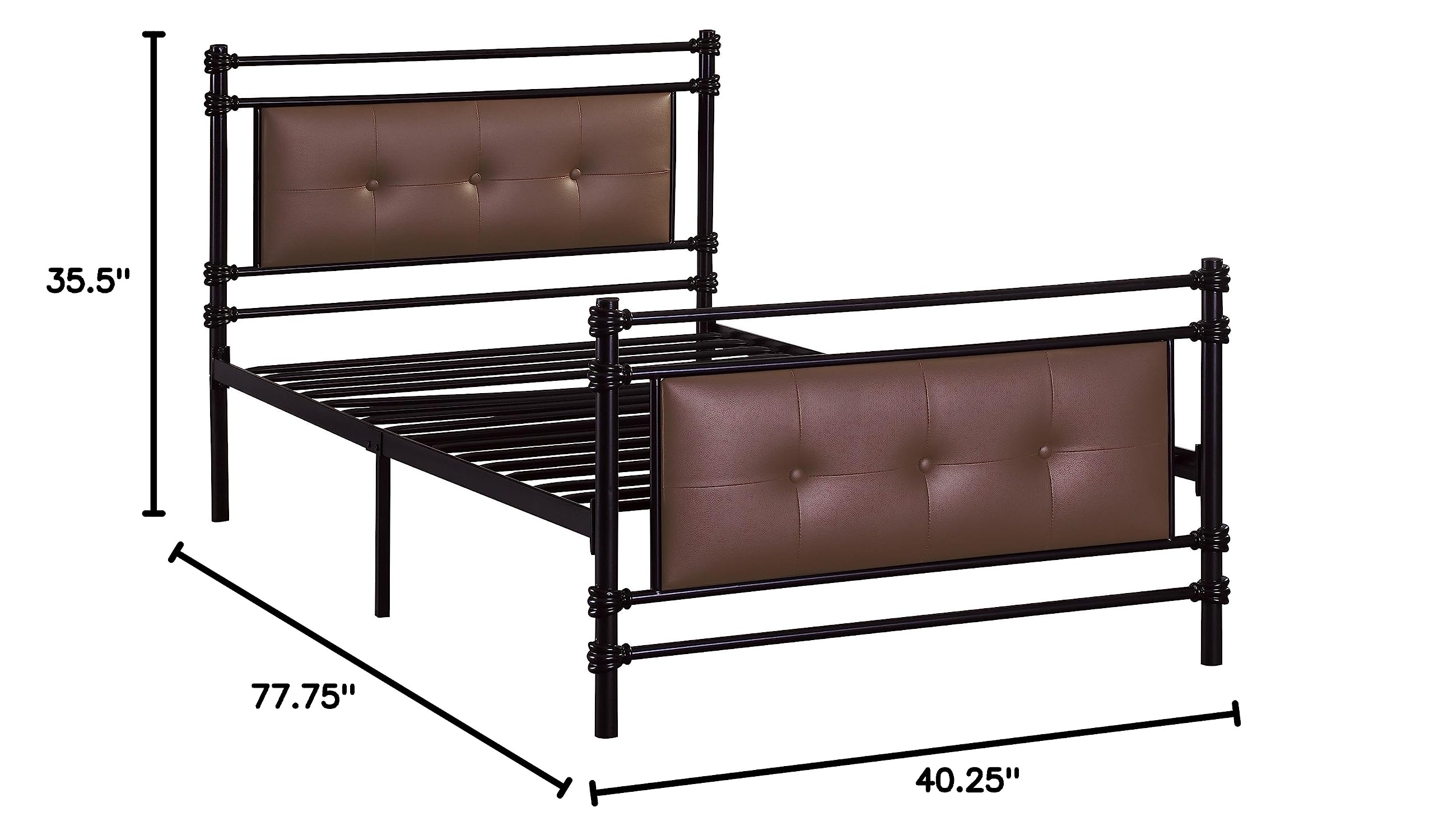 Homelegance Jayla Metal Platform Bed, Twin, Black