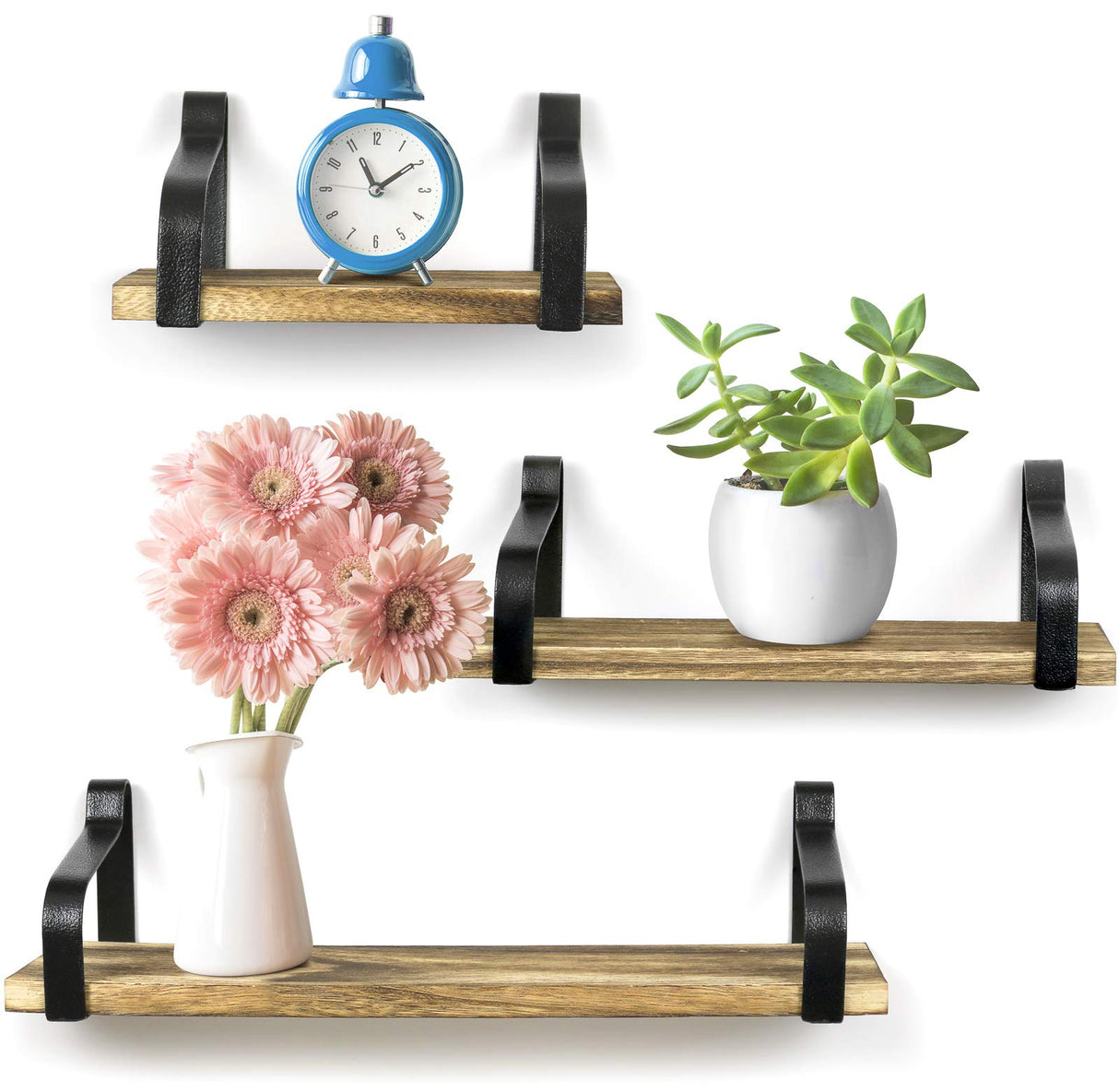 Rustic Floating Shelves, Decorative Wall Mounted Storage Shelves For Living Room