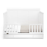 5-in-1 Convertible Crib with Drawer (White) – GREENGUARD Gold Certified, Crib with Drawer Combo, Full-Size Nursery Storage Drawer, Converts to Toddler Bed, Daybed and Full-Size Bed