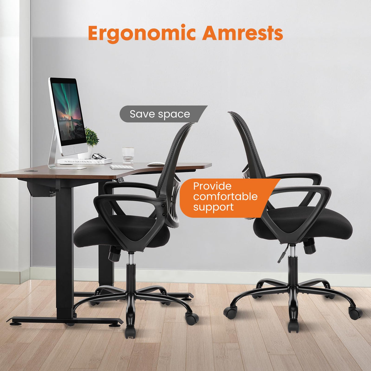 Office Computer Desk Managerial Executive Chair, Ergonomic Mid-Back Mesh Rolling Work