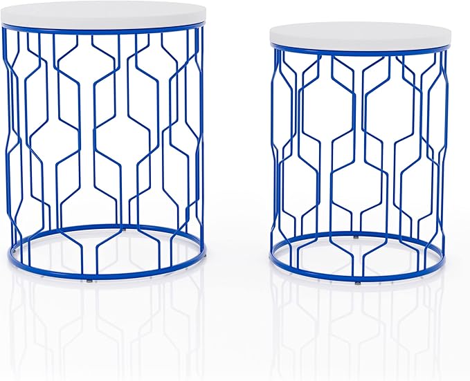 Bolindale Modern 2-Piece Metal Round Nesting Table for Living Room, Bedroom