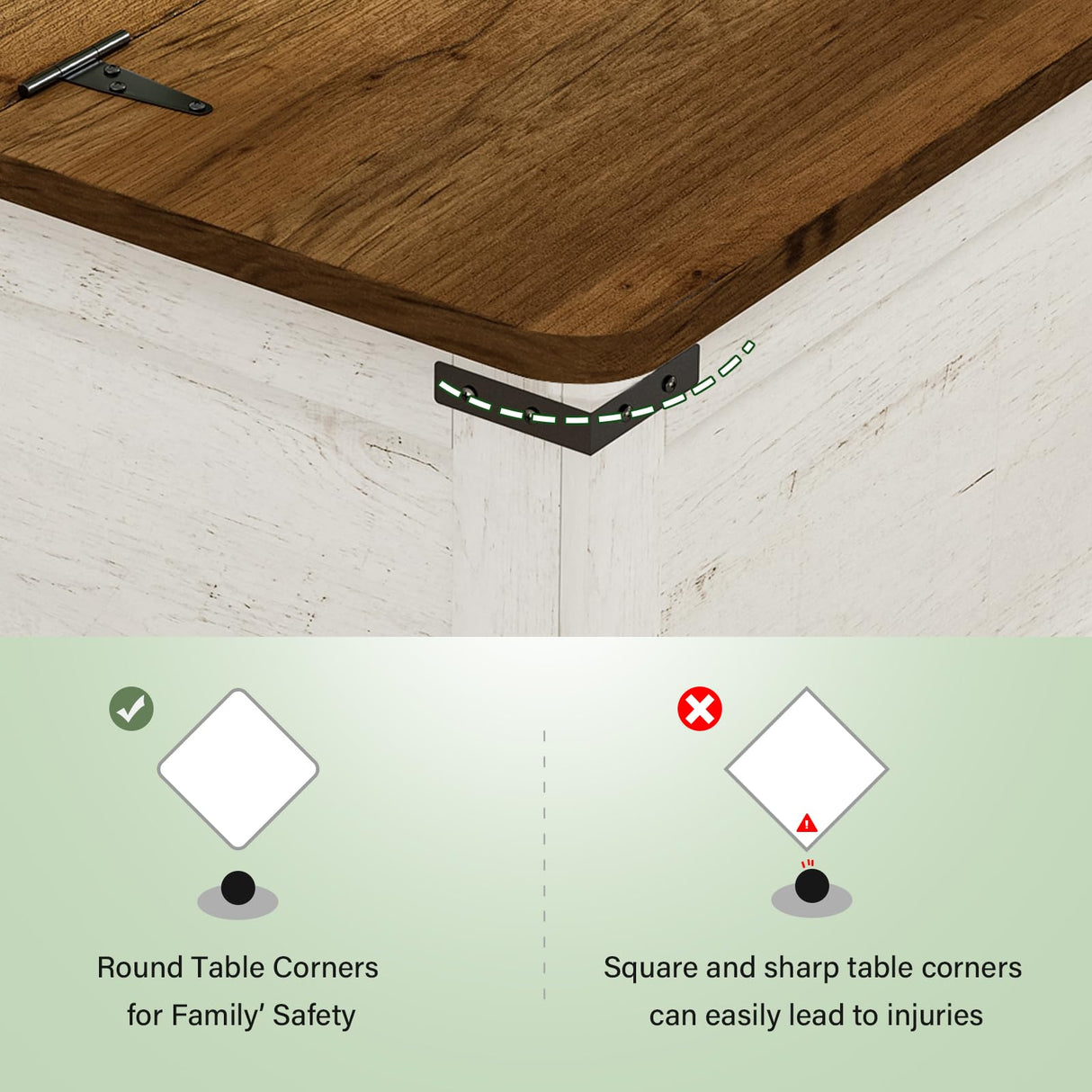 Farmhouse Coffee Table with Hydraulic Gas Rod, White Square Coffee Table