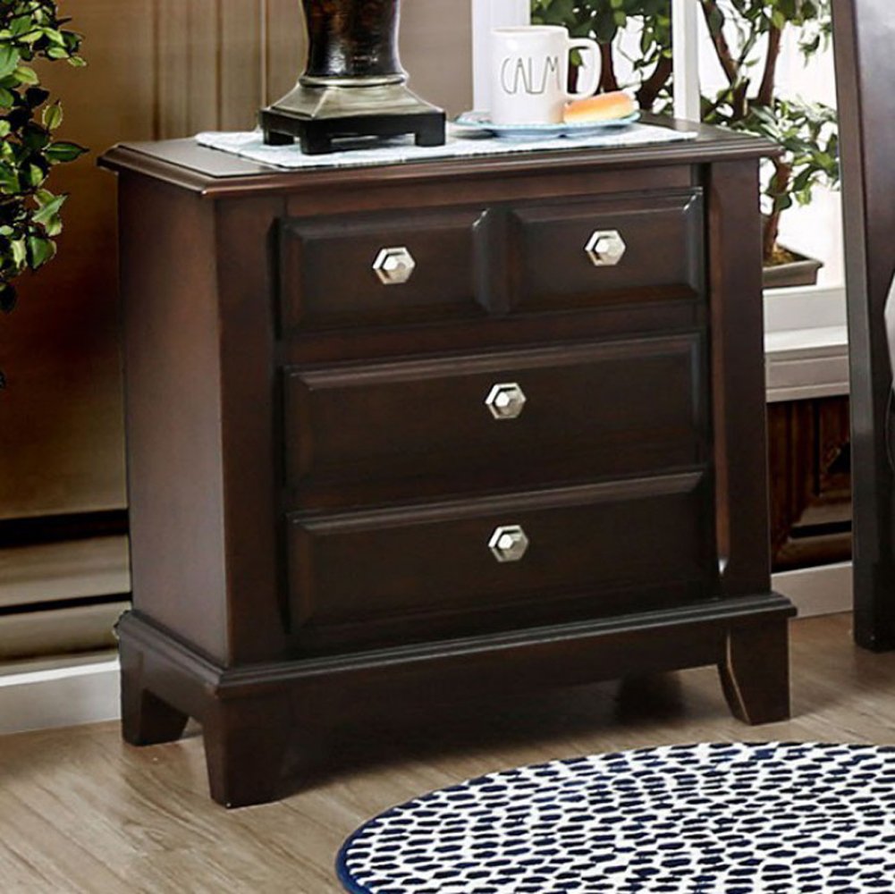 Litchville Contemporary Nightstand, Cherry Brown,