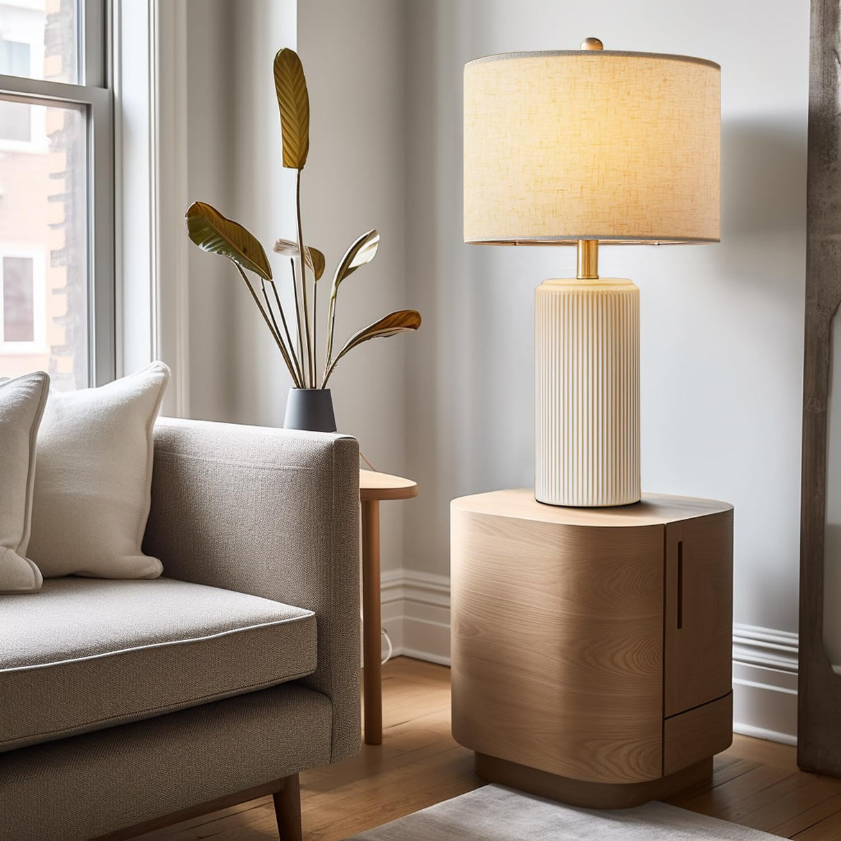 23" Ceramic Table Lamp Set of 2 - 3-Level Dimmable Farmhouse Bedside Lamps