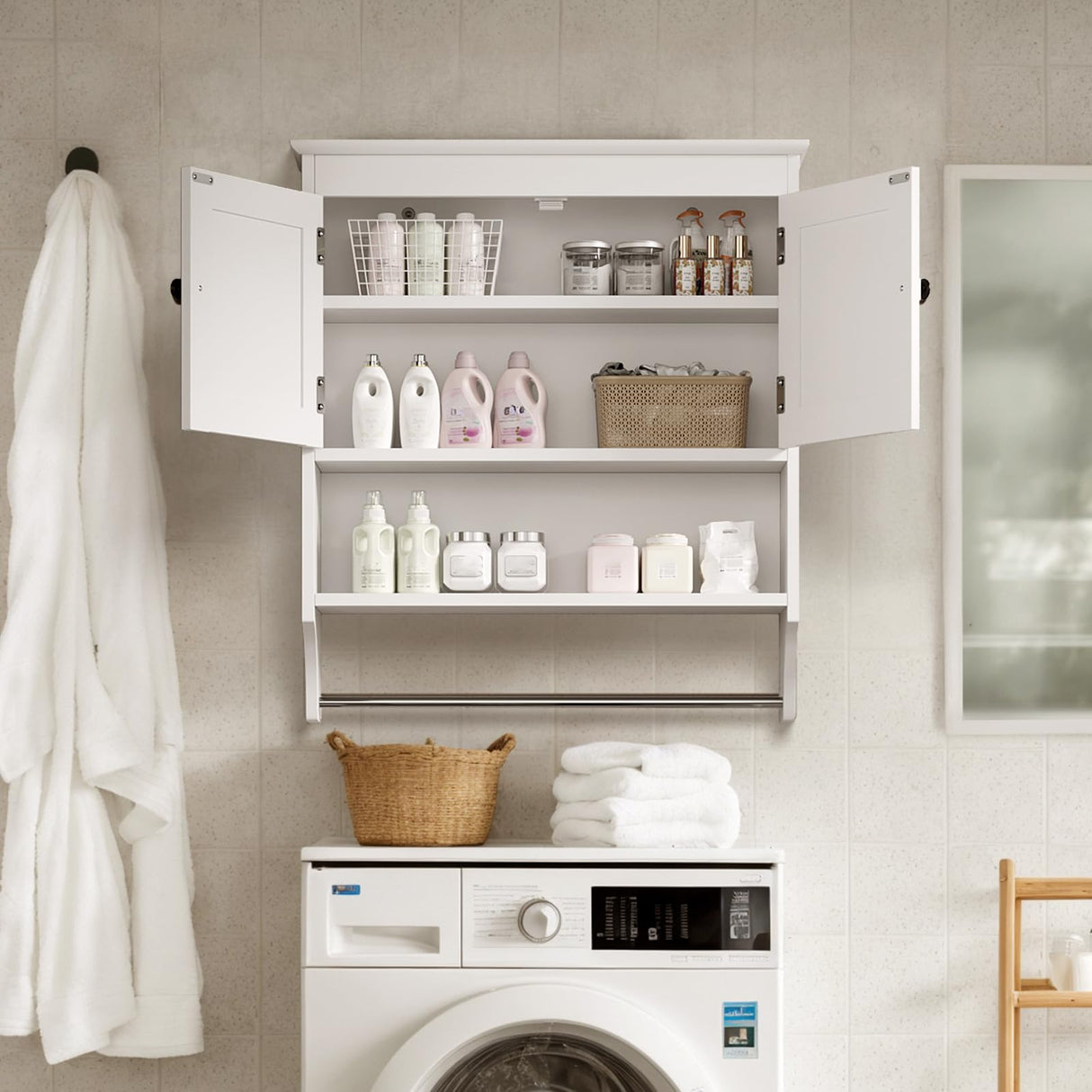 Bathroom Wall Cabinet with Towels Bar, Wall Mounted Medicine Cabinet