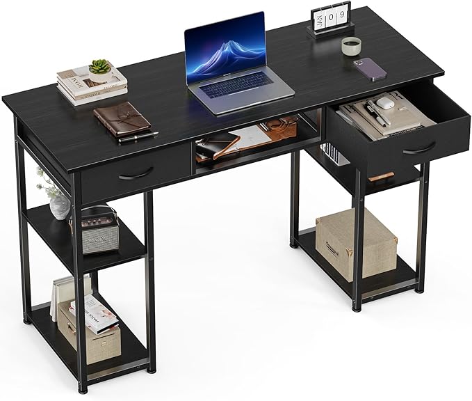 Computer Desk with Drawers Study Writing Table with Storage Bag Headphone