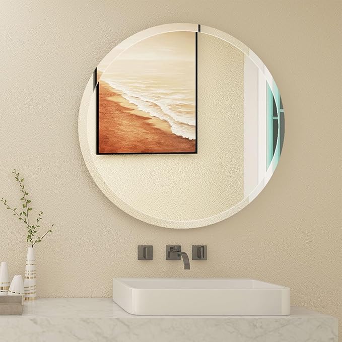 Mirror, Circle Wall Mirror with Beveled Polished Edge