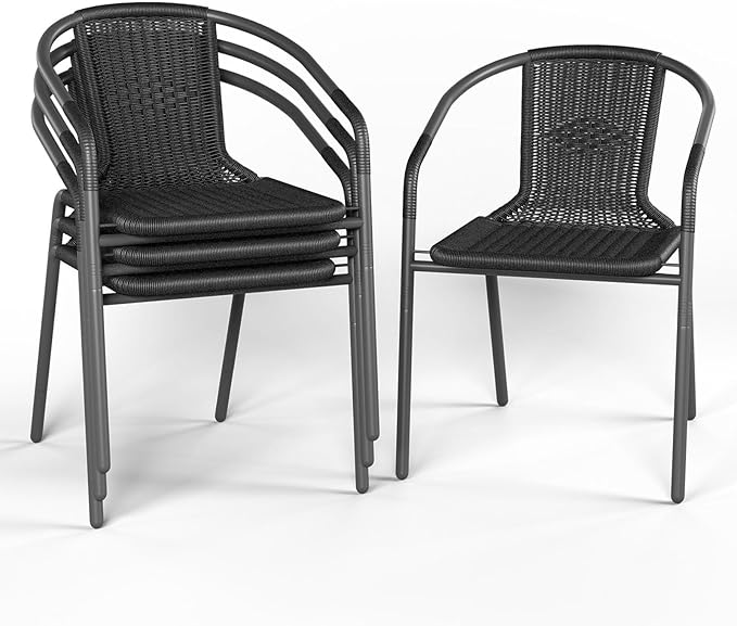 Outdoor Dining Chairs Set of 4, Rattan Patio Chairs Wicker