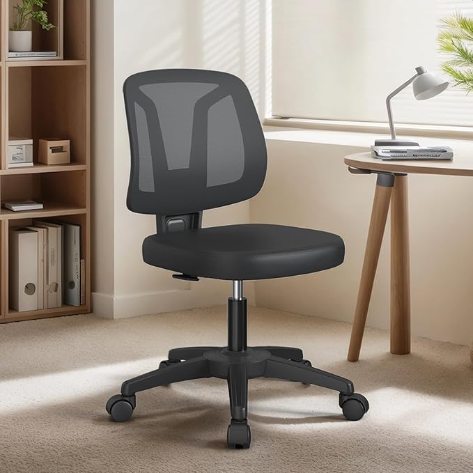 Ergonomic Small Task Desk Office Chair Without Arms Height Adjustable
