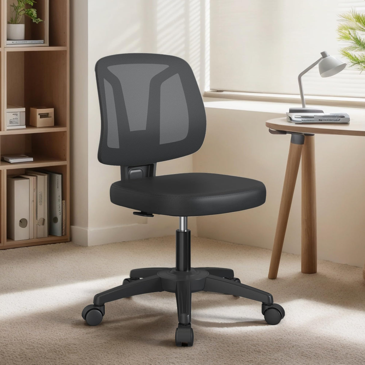 Ergonomic Small Task Desk Office Chair Without Arms Height Adjustable