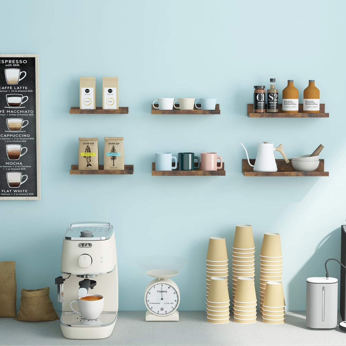 Floating Shelves, 6 Sets of Wall Mounted Shelves for Home Decor