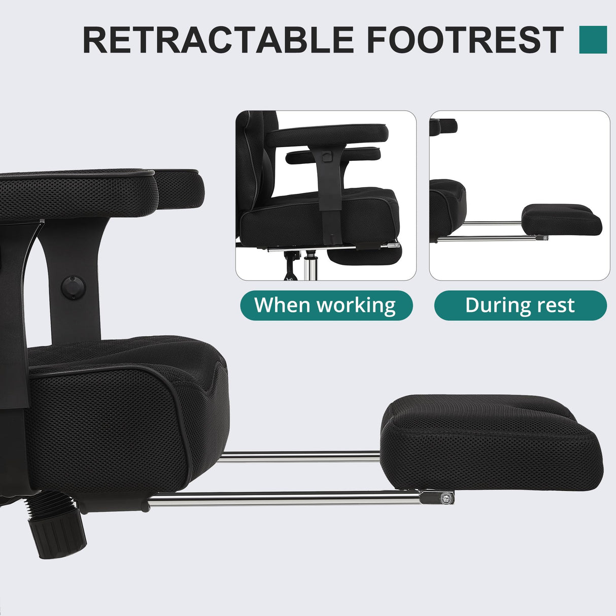 Big and Tall Office Chair 400lbs - Mesh High Back with Footrest