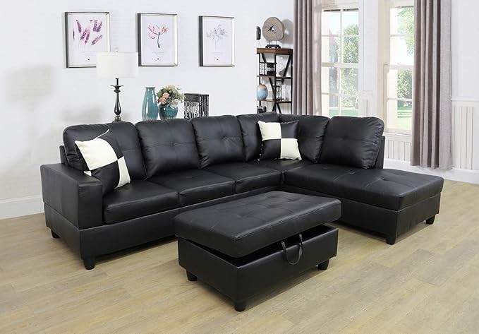 3 PCS Living Room Set, Sectional Sofa Set, L-Shape Couch in Home