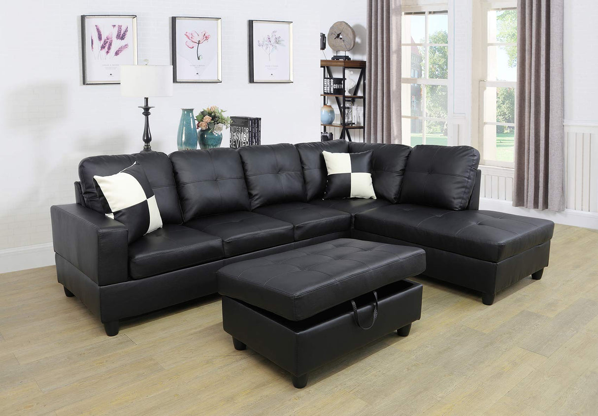 3 PCS Living Room Set, Sectional Sofa Set, L-Shape Couch in Home