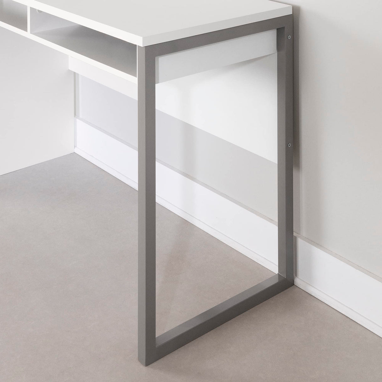 Sleek Metal Finish – Open Storage for Laptop and Tablet – Pure White - by South Shore