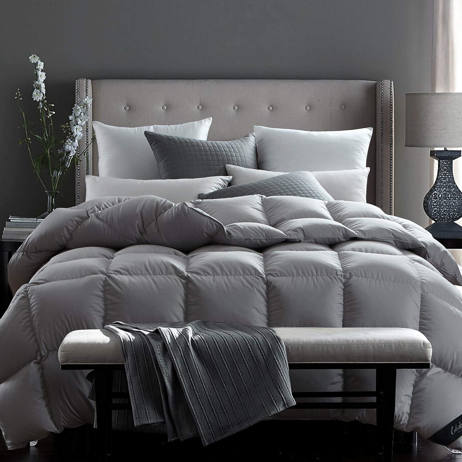 Fusion White Goose Down Comforter King Size,Heavy Weight Duvet Insert for Winter,