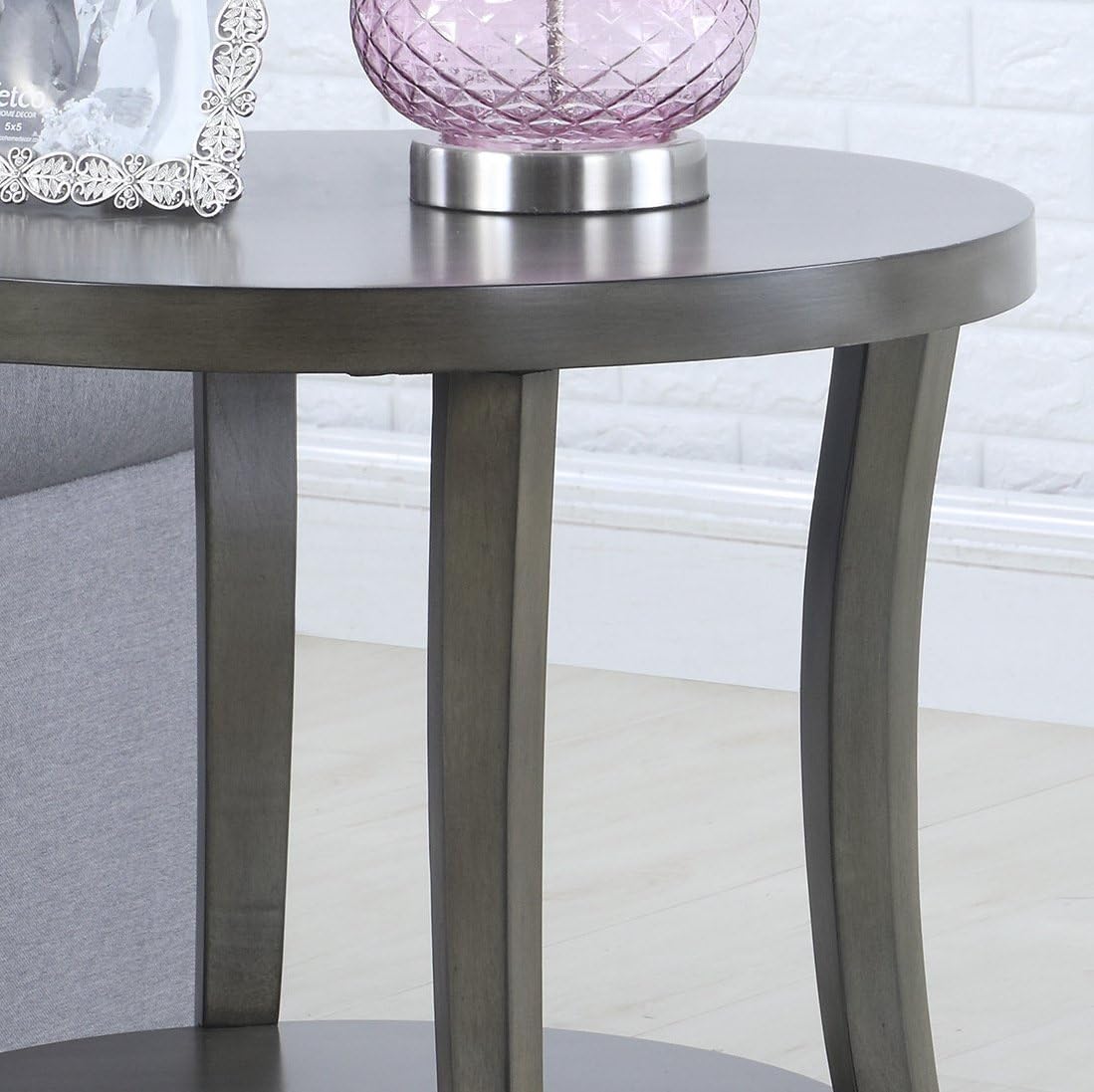 Contemporary Perth Oval Shelf Coffee Table Set, Grey