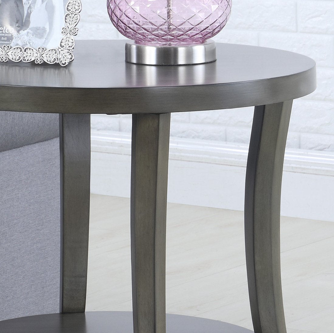 Contemporary Perth Oval Shelf Coffee Table Set, Grey