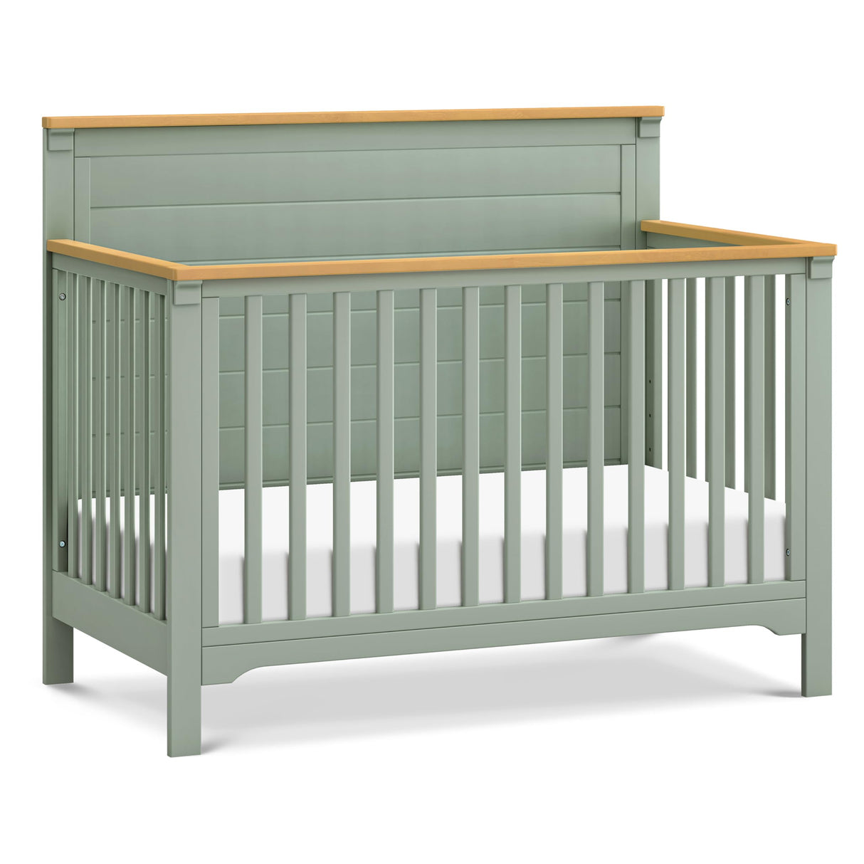 Shea 4-in-1 Convertible Crib in Light Sage and Honey, GREENGUARD Gold Certified