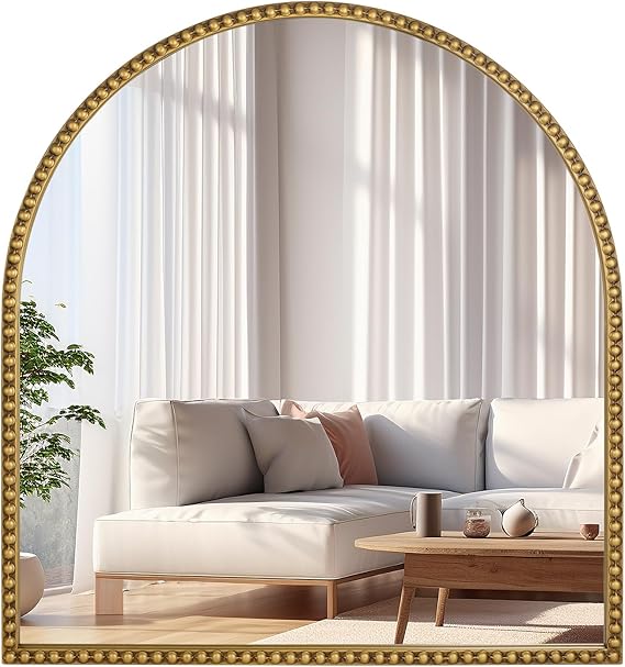 Oval Full Length Mirror, Metal Beaded Frame Mirror