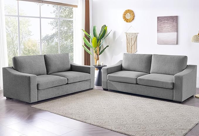Oversized 85" Deep Seat Sofa, Modern Sofa Couches for Living Room, 3 Seater Natural