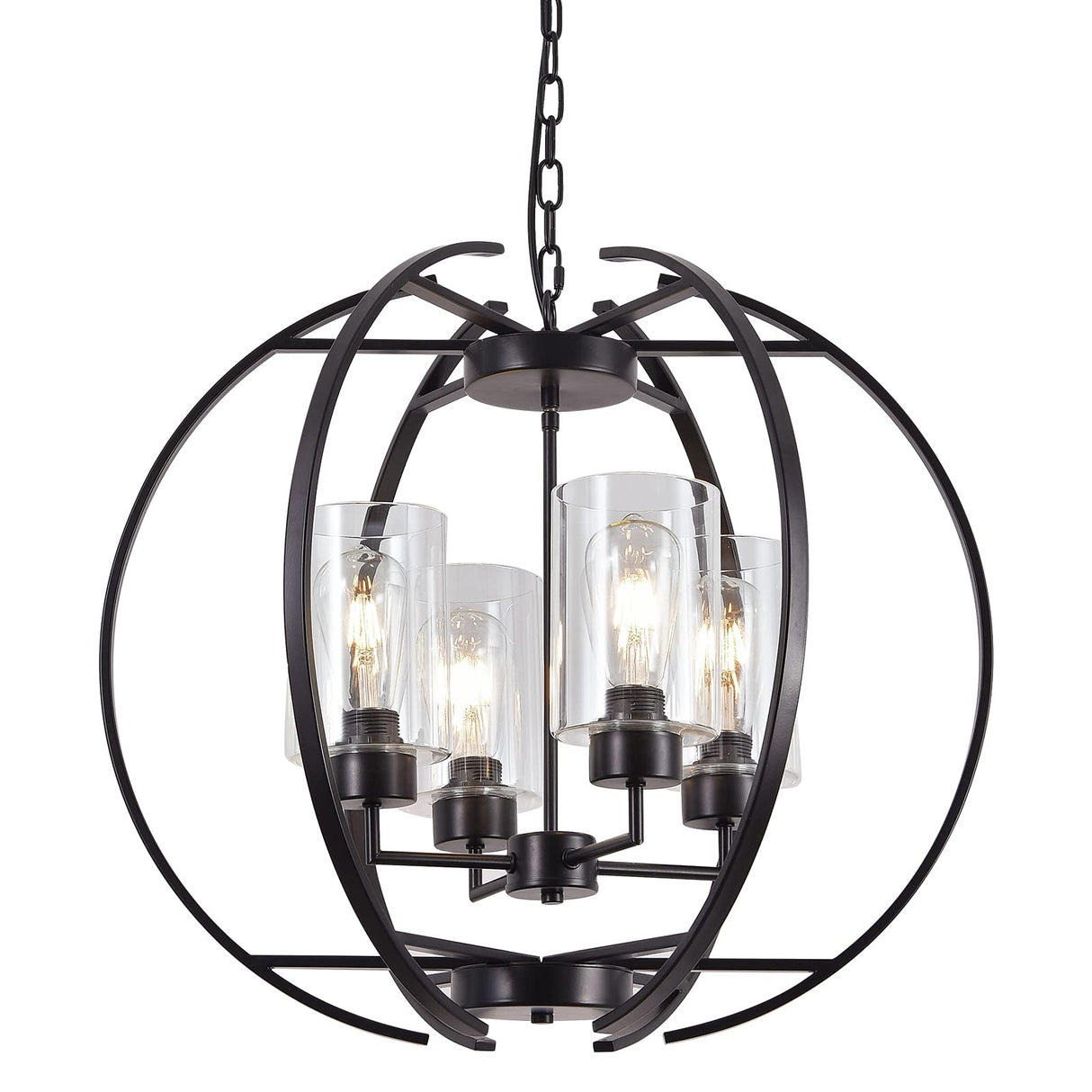 Globe Black Chandelier Dining Room Light Fixture Farmhouse Glass Chandeliers