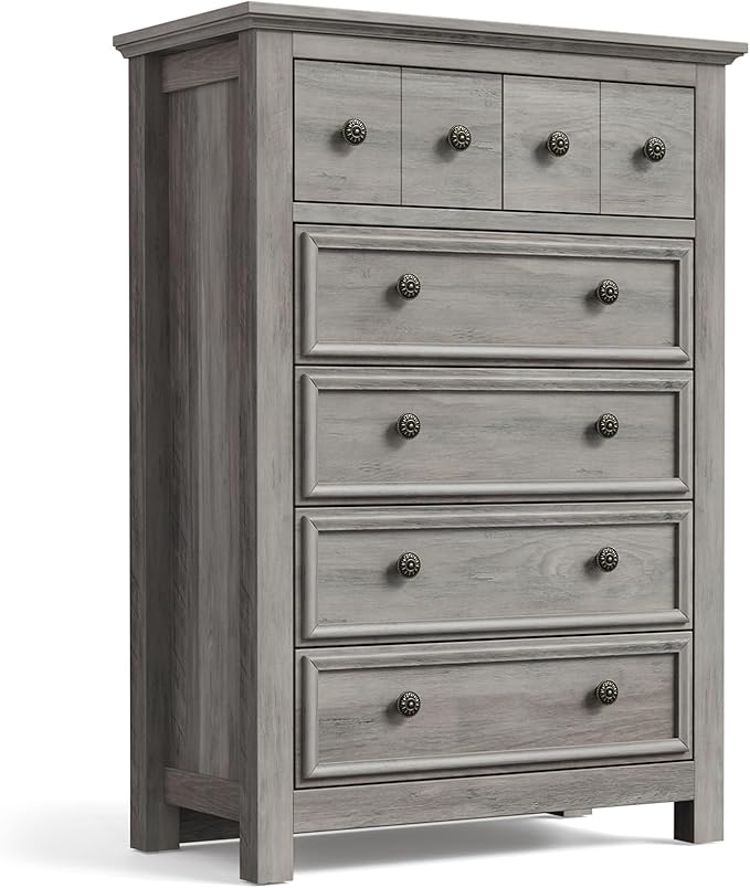 Farmhouse 6 Drawers Dresser Chest, 45" Tall Dressers for Bedroom