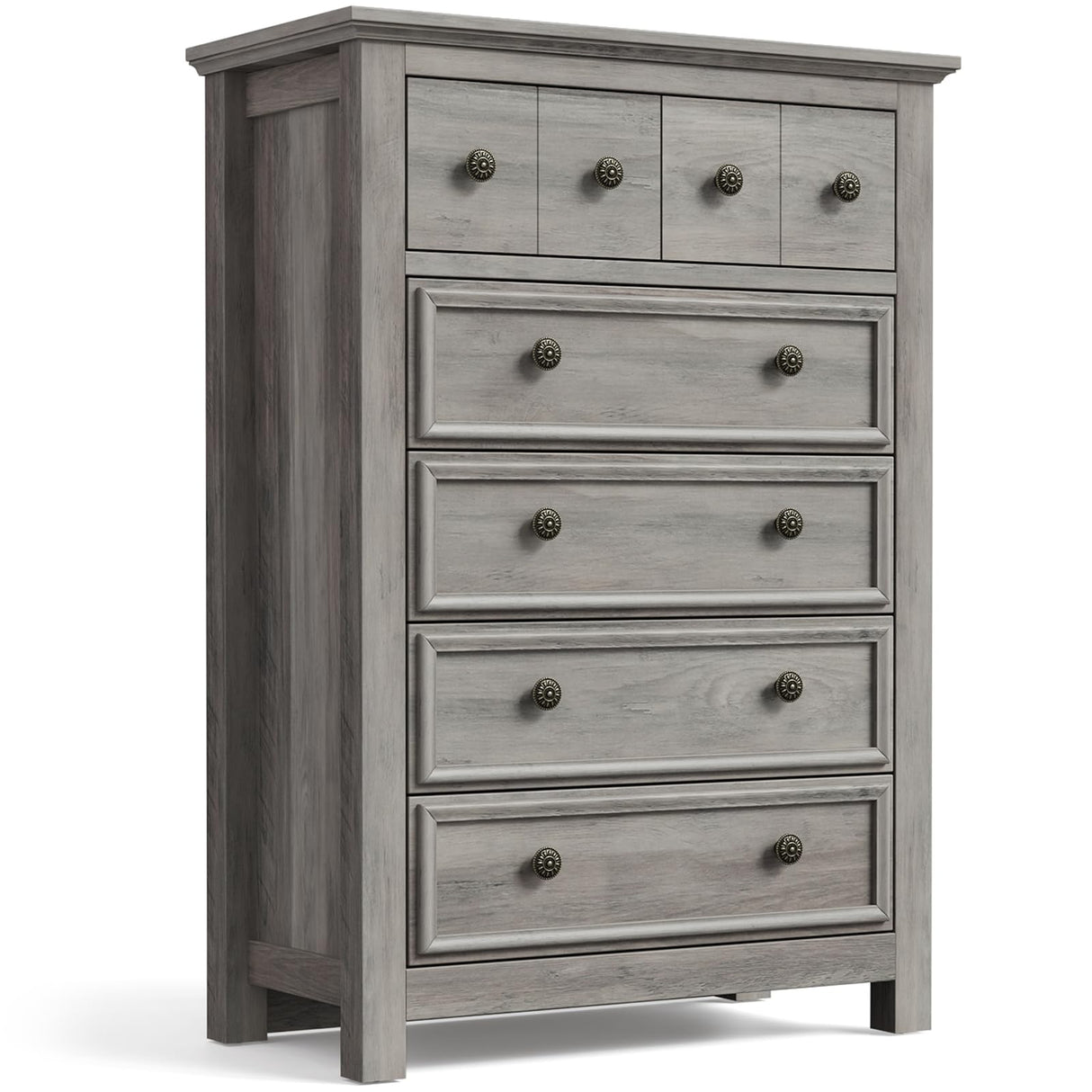Farmhouse 6 Drawers Dresser Chest, 45" Tall Dressers for Bedroom
