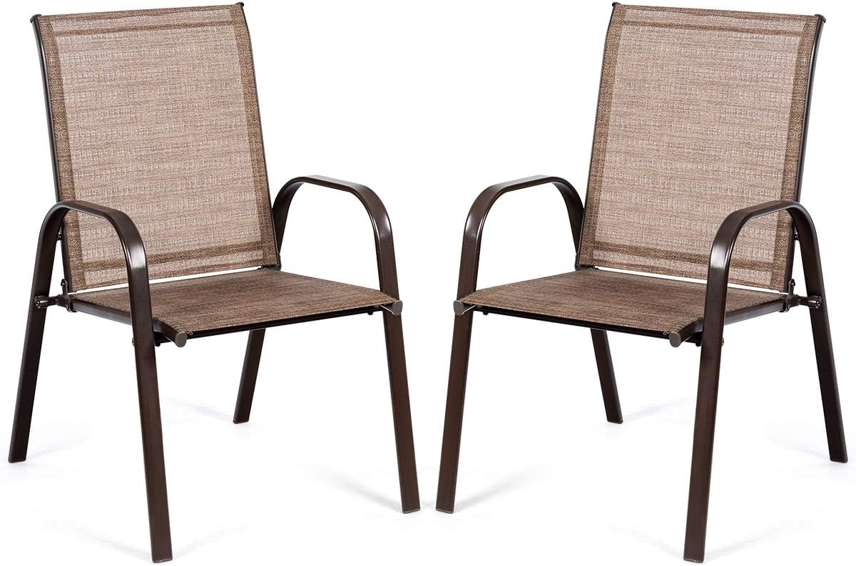 2 Piece Patio Chairs, Outdoor Camping Chairs with Breathable Fabric