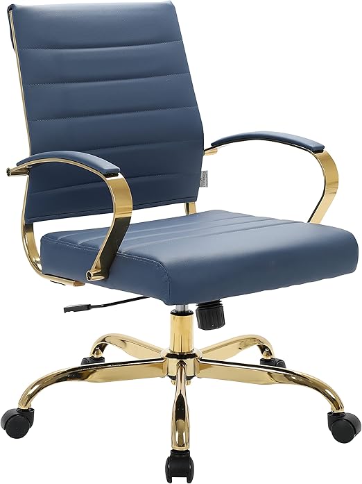 Mid-Back Ergonomic Office Chair - White Leather with Lumbar Support