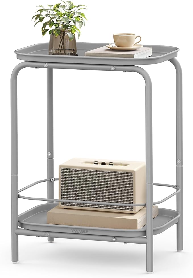 2-Tier Outdoor Table, Accent Side Table End Table, Small Tray Table