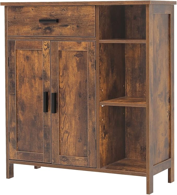 Bathroom Cabinet, Floor Storage Cabinet with Doors and Shelves, Coffee Bar Cabinet