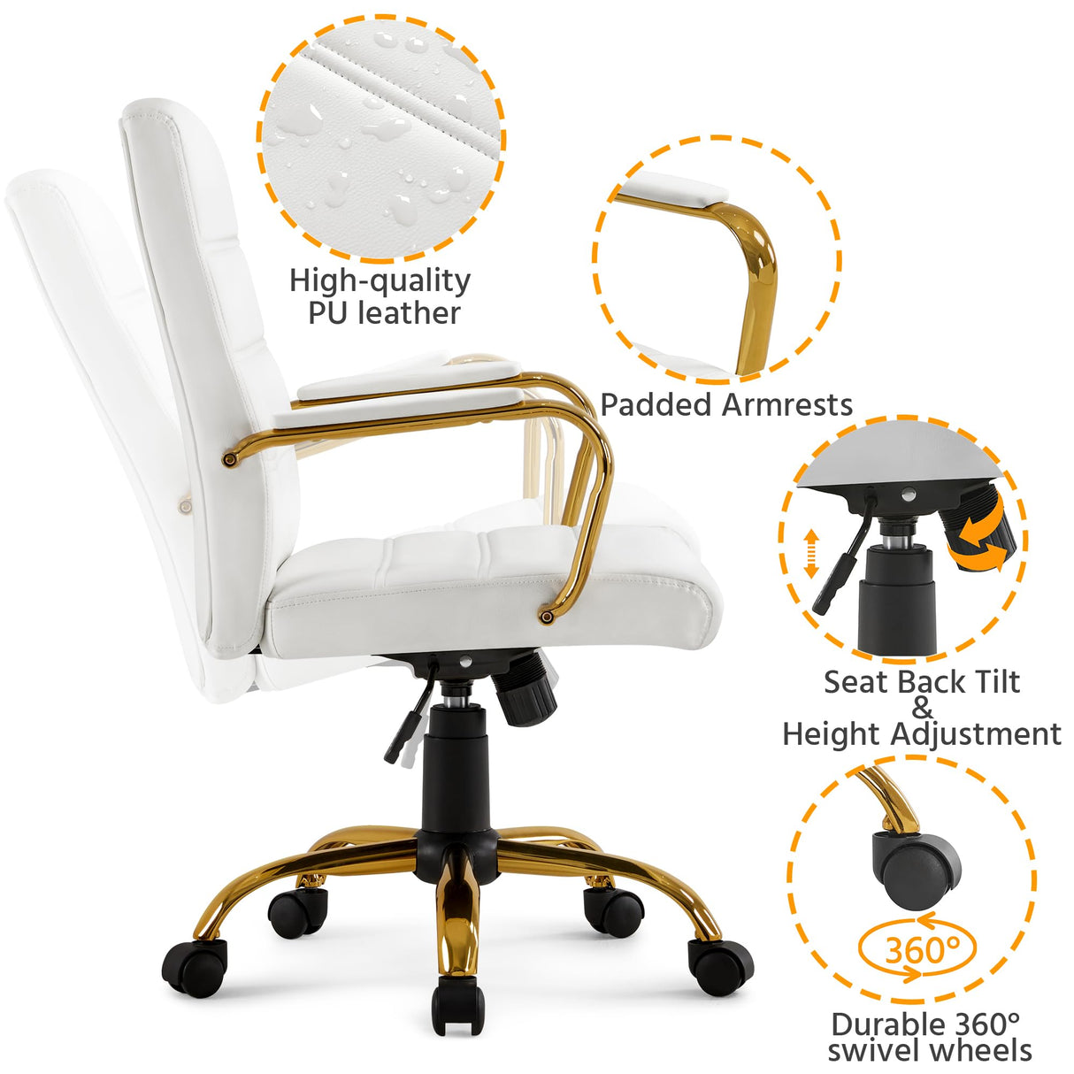 Mid-Back Executive Office Chair with Lumbar Support
