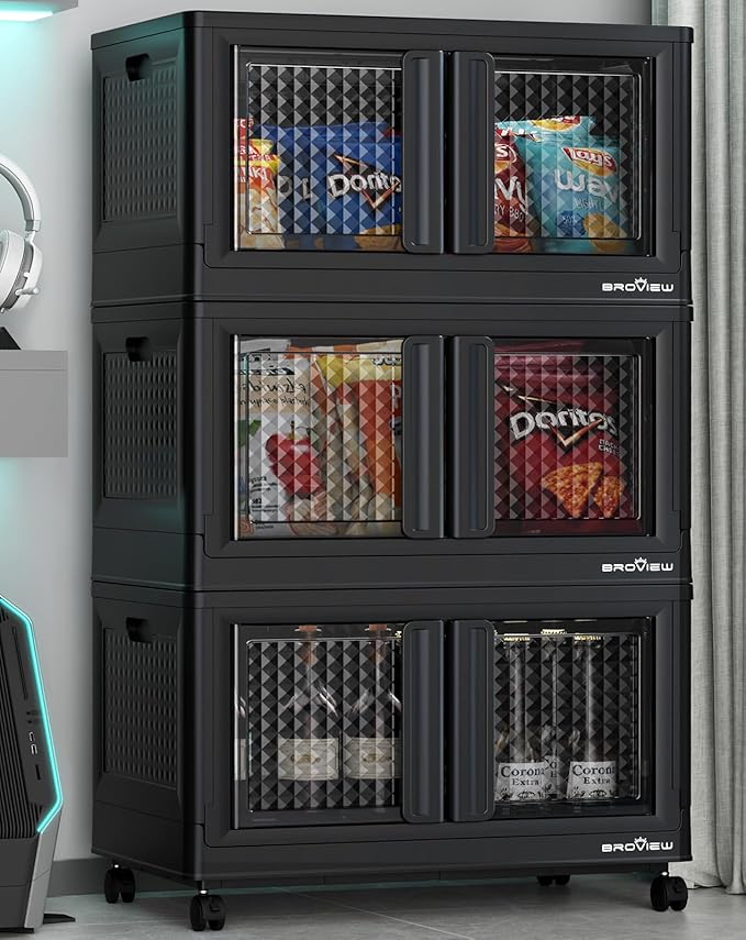 320Qt Storage Bins with Lids, 80Gal Plastic Stackable Collapsible Storage Bins