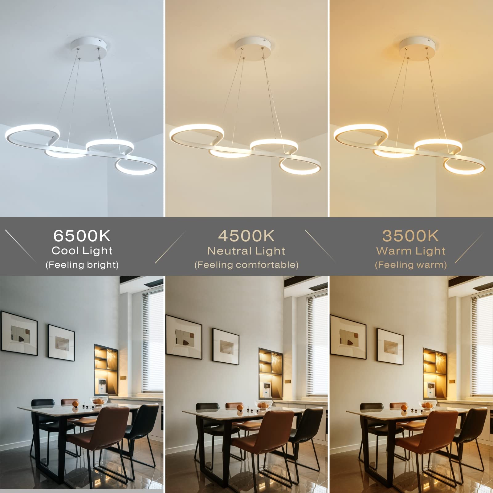 Gold Led Chandelier Modern Gold Chandelier for Dining Room Light Fixture,L39.3" Modern