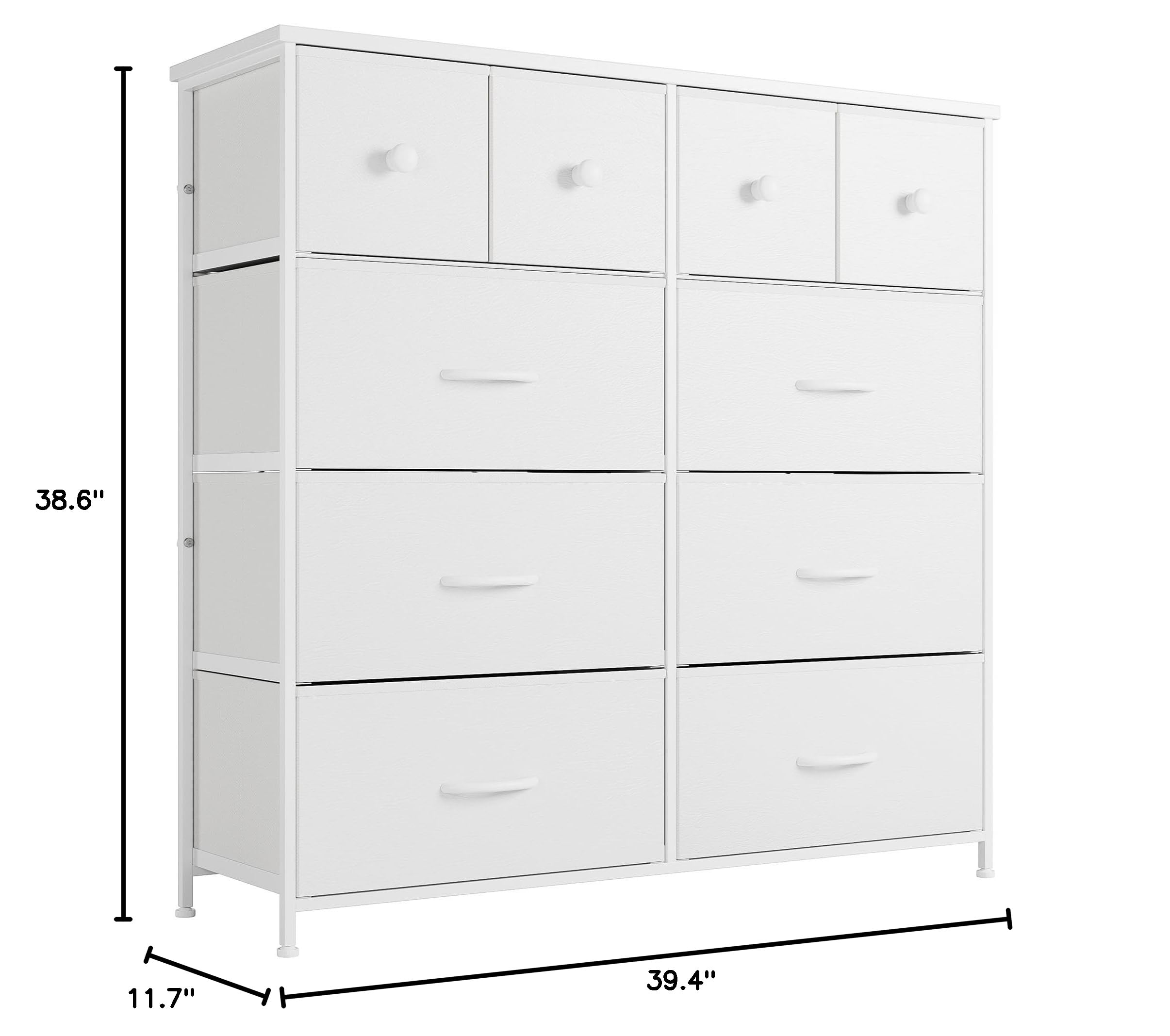 White Dresser, Dresser for Bedroom with 10 Drawers, Storage Drawer Organizer