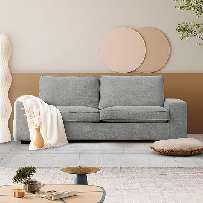 71.25" Modern Loveseat Sofas for Living Room, Fabric Chenille Couch with Solid Wood,