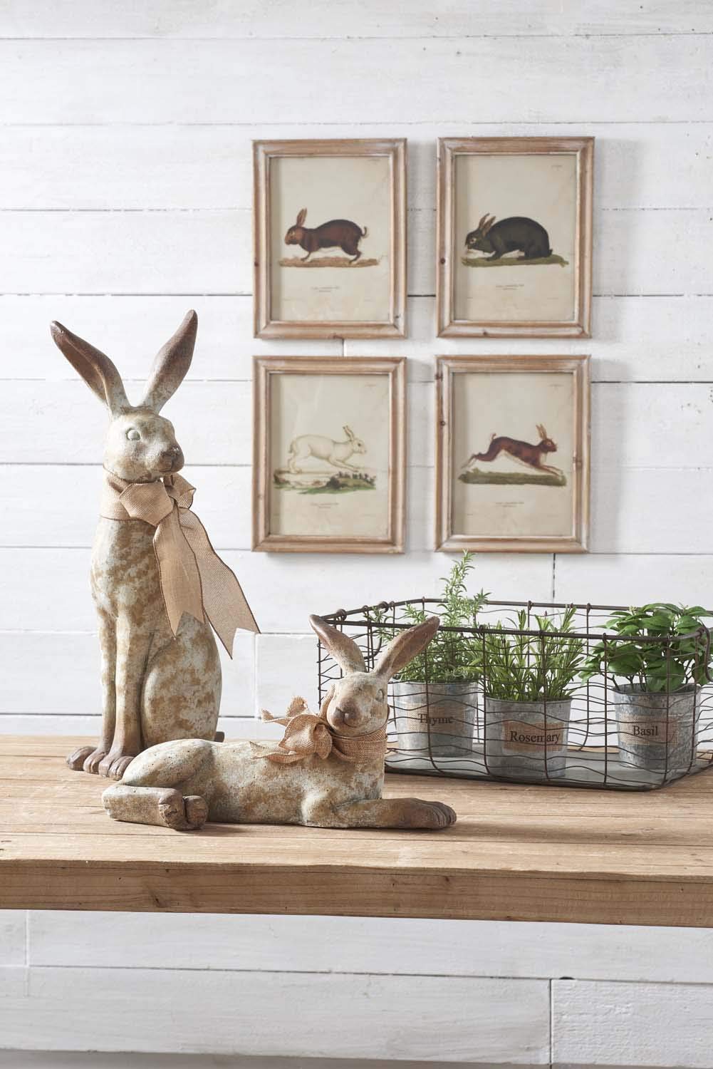 K&K Interiors 13782C 15.5 Inch Tan Rabbit Lying W/Face & Hind Legs