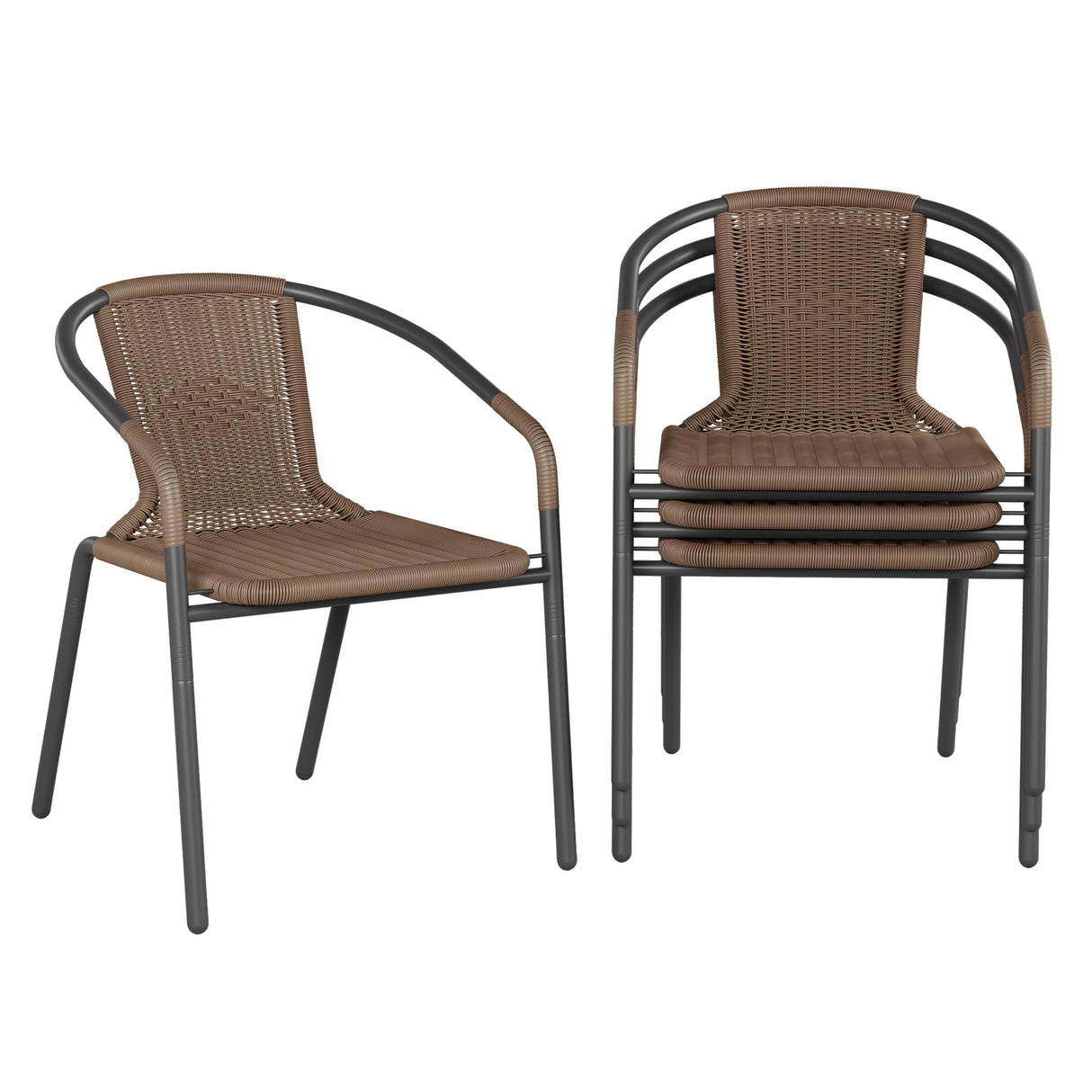 Rattan Patio Dining Chairs Set of 4, Wicker Stackable Outdoor Chairs