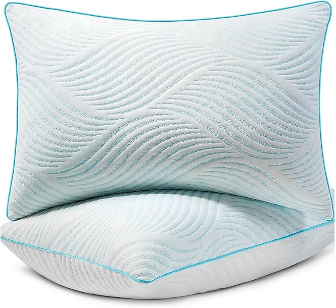 Pillows King Size Set of 2 Cooling Memory Foam Pillows for Sleeping Adjustable Firm Pillow for Back and Side Sleeper