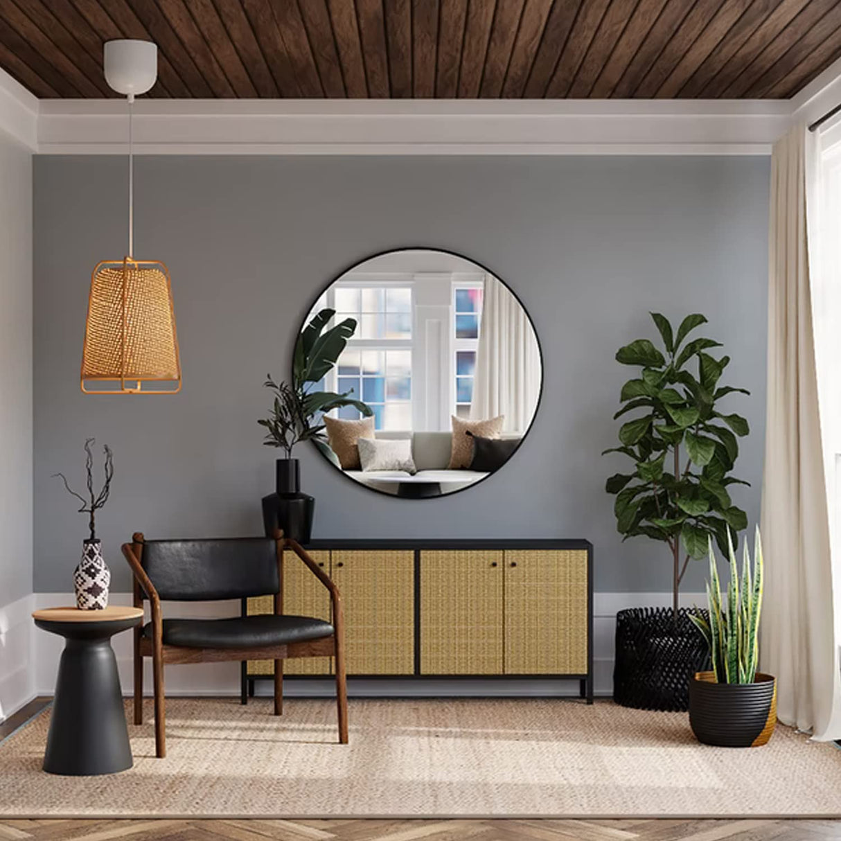 Round Mirror 48 inch, Large Circle Mirror for Wall, Round Bathroom Mirror for Living Room