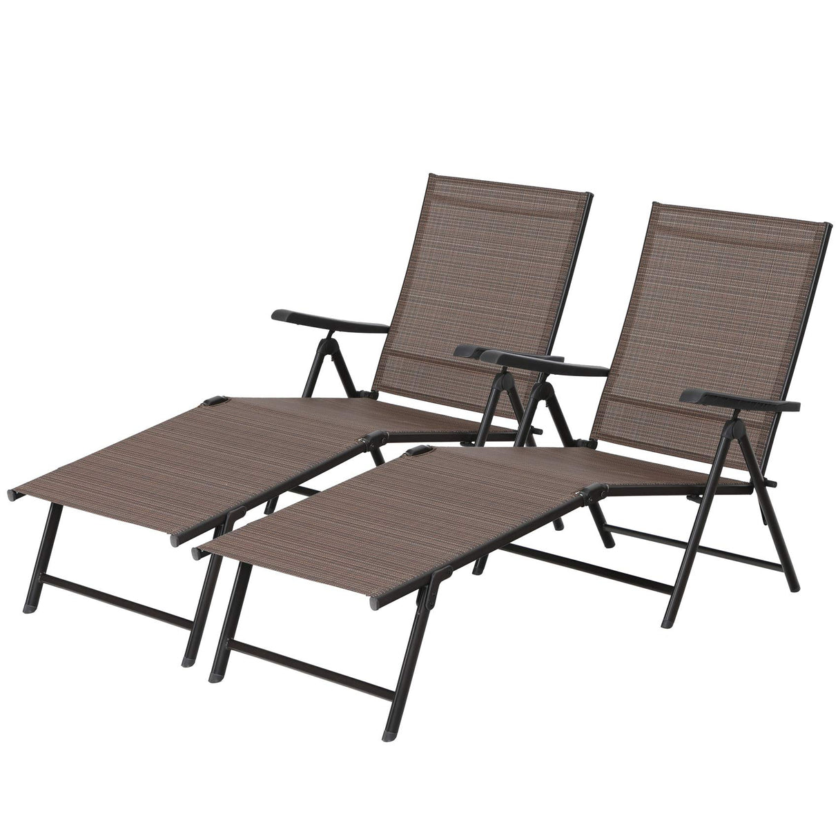 Outdoor Chaise Lounge Chairs Set of 2, Folding Lounge Chair Outdoor with 5-Position